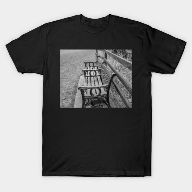 Benches overlooking the countryside in rural Norfolk, UK T-Shirt by yackers1